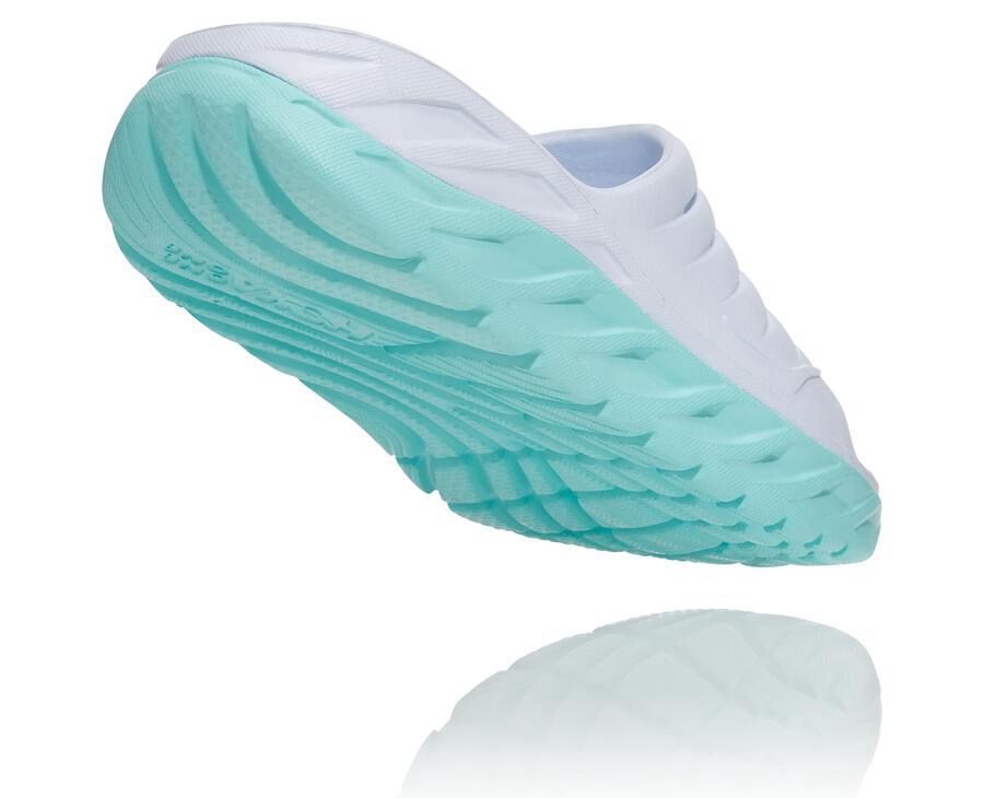 Slide Womens - Hoka One One ORA Recovery - White/Blue - NDTLOAQ-94